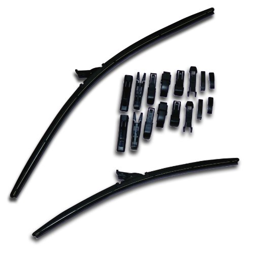 TuningPros WBU-22-22 Multiple Adapter Bracketless Windshield Wiper Blade, 22 (550mm) Driver Side & 22 (550mm) Passenger Side, Set of 2 Blades TuningPros WBU-22-22