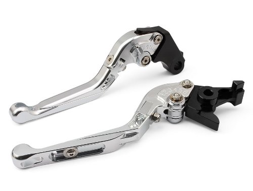 Pair Adjustable Silver Foldable Folding Extendable CNC Motorcycle Brake Clutch Levers Fit for Suzuki GSR750/ABS 2011-2012 (S-248/F-14) Drive Train GAO Silver_Foldable_Extendable_Lever_121