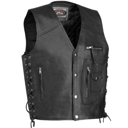 4PKT LTHR VEST BK 3XL Jackets & Vests River Road 5170