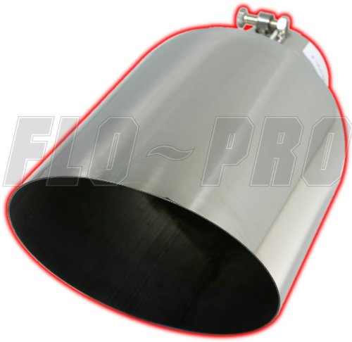 EXHAUST TIP 4 X 8 X 15 ANGLE CUT BOLT-ON SS Exhaust & Emissions FLO-PRO 408015ACB