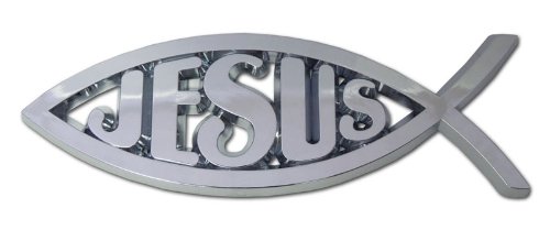 Bumper Stickers, Decals & Magnets Elektroplate FISH-JESUS-C
