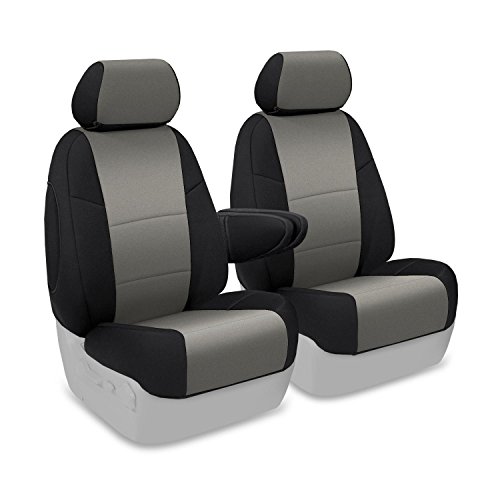 Coverking Custom Fit Front 50/50 Bucket Seat Cover for Select Honda Element Models - Neoprene 2-Tone (Medum Gray with Black Sides) Accessories Coverking CSCF14HD7422