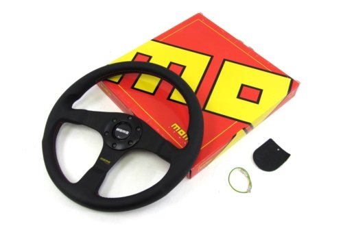 Momo Steering Wheel Tuner 350mm Black Leather Horn Button Red Stitch Steering System MOMO MOMO-TUN35BK0B