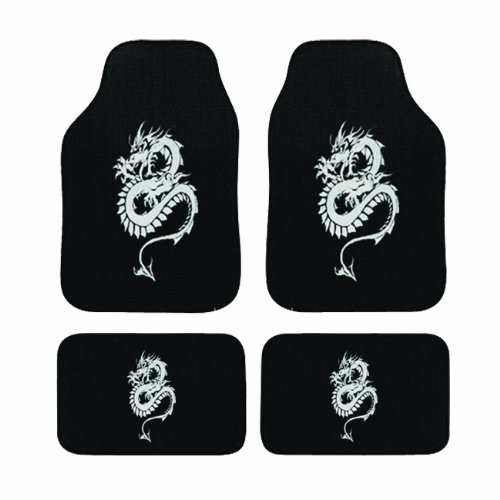 Dragon Automotive 4-piece Embroidered Carpet Floor Mat Set Custom Fit seatcovers1st dragon_grey_fm
