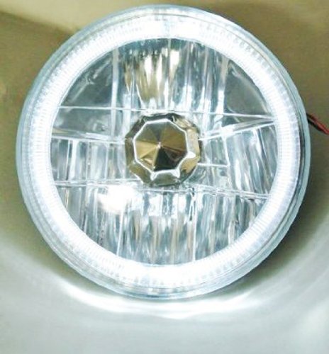 7in Round Universal type Headlamp Conversion with Halo Ring-clear (Left+right) Tools & Equipment toppartsonline 7