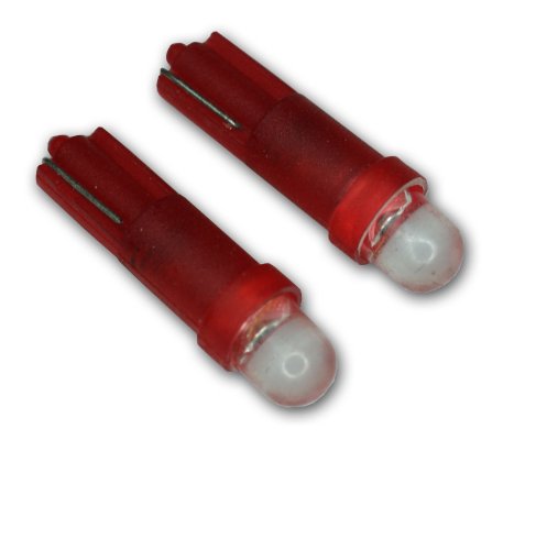TuningPros LEDIS-T5-R1 Ignition Switch LED Light Bulbs T5, 1 LED Red 2-pc Set Lighting TuningPros LEDIS-T5-R1