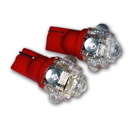 TuningPros LEDIS-T10-R5 Ignition Switch LED Light Bulbs T10 Wedge, 5 Flux LED Red 2-pc Set Lighting TuningPros LEDIS-T10-R5