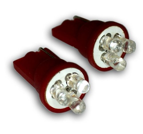 TuningPros LEDCK-T10-R3 Clock LED Light Bulbs T10 Wedge, 3 LED Red 2-pc Set Lighting TuningPros LEDCK-T10-R3