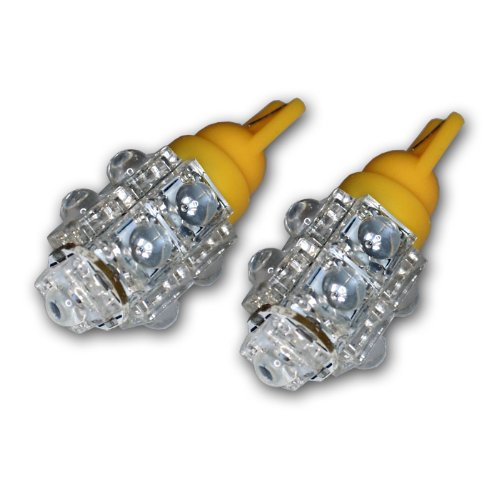 TuningPros LEDCK-T10-A9 Clock LED Light Bulbs T10 Wedge, 9 Flux LED Amber 2-pc Set Lighting TuningPros LEDCK-T10-A9