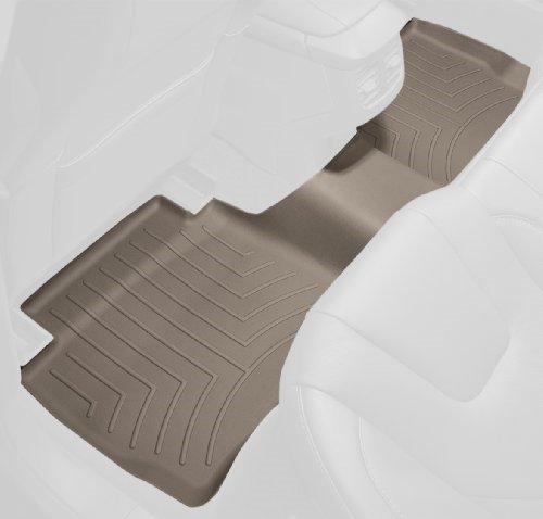 2007-2013+ Chevrolet Tahoe Tan Rear FloorLiner in aisle between 2nd row bucket seats & 2007-2013+ GMC Yukon Tan Rear FloorLiner in aisle between 2nd row bucket seats & 2007-2013+ GMC Yukon Tan Rear FloorLiner in aisle between 2nd row bucket seats Custom Fit WeatherTech WEX450667