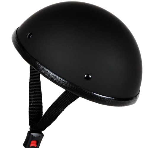 Low Profile Novelty Harley Chopper Half Helmet Skull Cap Brain Bucket Matte Flat Black (S) Helmets IV2 N-LID-MBK