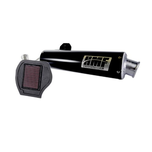 HMF Yamaha Grizzly 700 2007 - 2014 Black Slip On Exhaust Muffler & K&N Complete Systems HMF Engineering 041293606171-KN