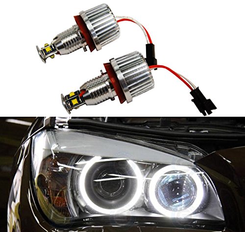 Autolizer H8 32W CREE LED Angel Eye Halo Ring Bulbs 6000K Xenon White BMW Headlights Lamps Marker for BMW E60 E61 E90 E92 E70 E71 E82 E89 1 3 5 X5 X6 Z4 (Silver) Bulbs Autolizer LED-AE-H8-32W/SL