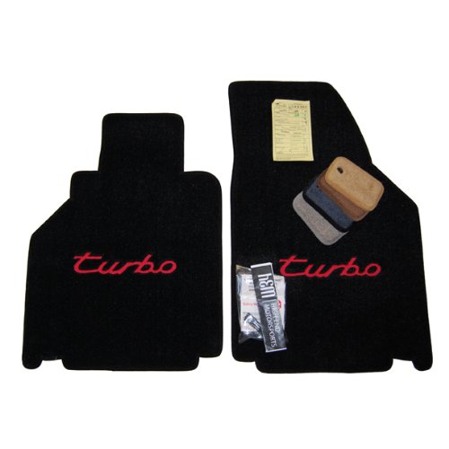 Porsche Carrera Turbo 911 996 COUPE Black Floor Mats with Turbo Red Lettering Custom Made 2001 2002 2003 2004 2005 Floor & Parking Mats High-End Motorsports HEM-PRSCH-Turbo-cp-01
