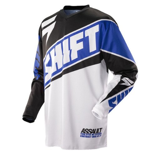 Shift Racing Assault Race Men's MX/Off-Road/Dirt Bike Motorcycle Jersey - Blue/White / Small Jerseys Shift 07244-025-S