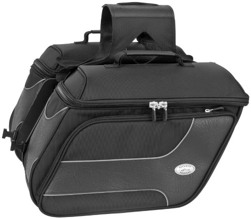 NEW RIVER ROAD SPECTRUM SLANT TEXTILE LARGE/LG SADDLEBAGS, BLACK, 16.5x12x8.5 Saddle Bags River Road 109053