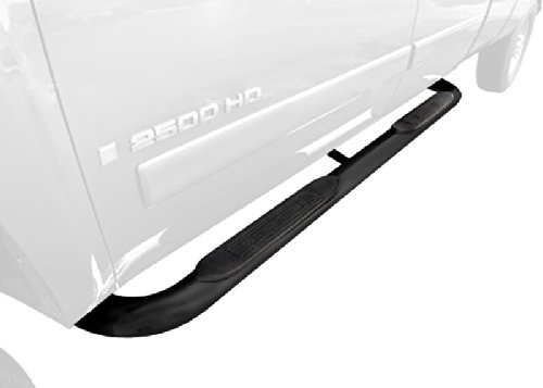Premium Custom Fit Chevy Silverado/GMC Sierra Crew Cab (Excl SS model) Black 4inch Oval Bend Side Step Nerf Bars Running Boards (2pcs with Mounting Bracket Hardware Kit) Body MaxMate WBC47038