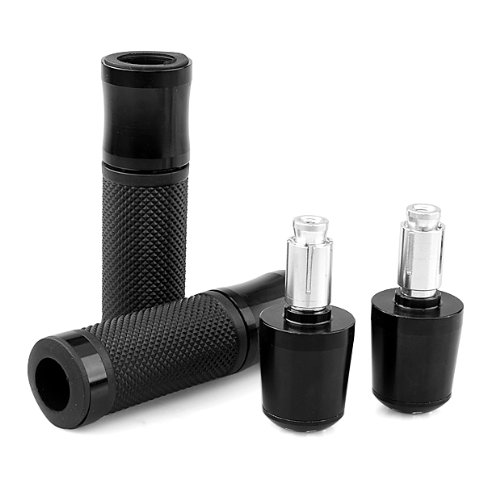 New Black Handlebar Grip W/ Bar End Plug Set for Motorcycle 7/8'' 22mm Open Bar Handlebar Accessories 99_Online KT-0183D