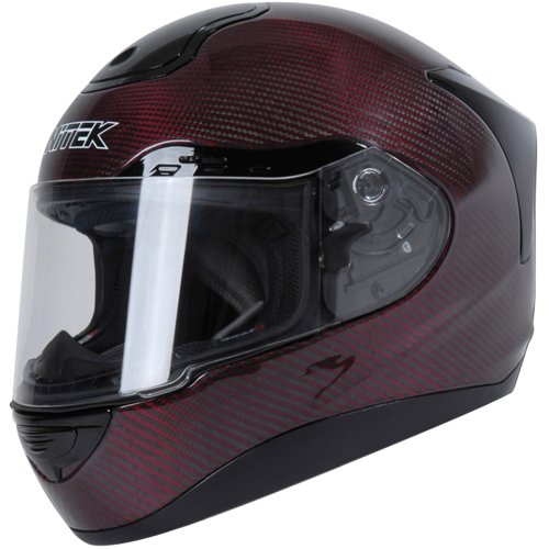 Nitek Carbon Fiber P1 On-Road Racing Motorcycle Helmet - Red / X-Large Helmets Nitek N123-CF-RD-XL-FBA