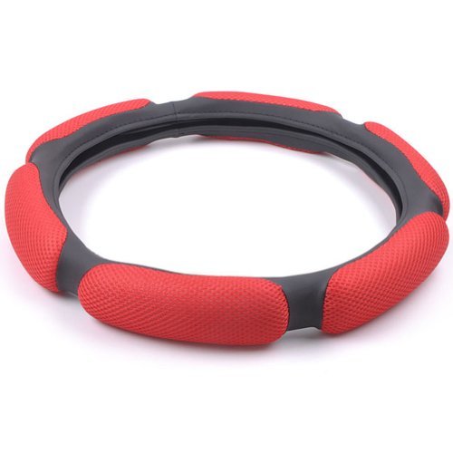 E-PRANCE Sport Type Car Steering Wheel Cover & Cap Anti-slip 38CM Diameter Red Steering Accessories E-PRANCE CSWPR