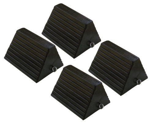 SET OF FOUR (4) Rubber Wheel Tire Chocks w/ eyebolt - Heavy Duty Wheel Immobilizers & Chocks Buyers Products WC1086
