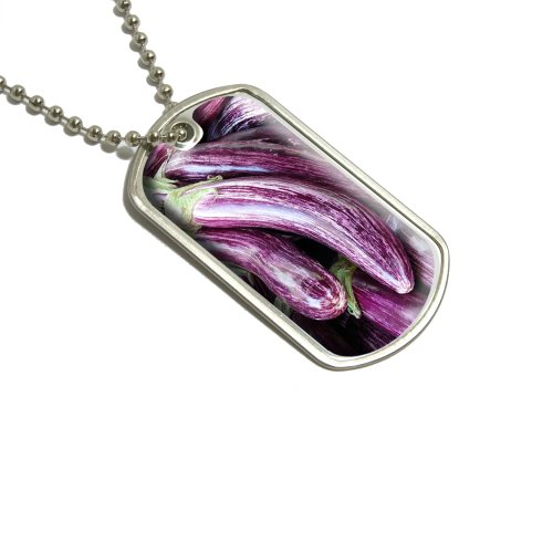 Purple Eggplant - Egg Plant Nightshade Aubergine Military Dog Tag Keychain Key Chains Graphics and More d2570