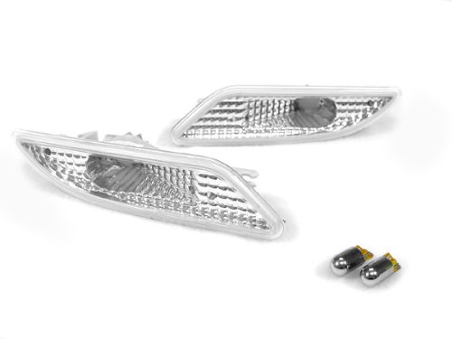 05-09 Mercedes Benz R171 SLK CLASS CLEAR BUMPER SIDE MARKER LIGHT + CHROME BULB - SLK250 SLK350 SLK300 SLK55 AMG Marker Lights Depo mercedeslghts