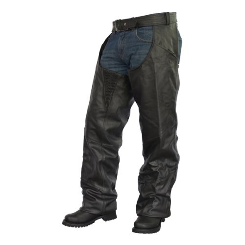 Tall Chaps - Mens Plain Biker Leather Chaps LC462 Tall L Pants & Chaps Jafrum LC462Tall-L