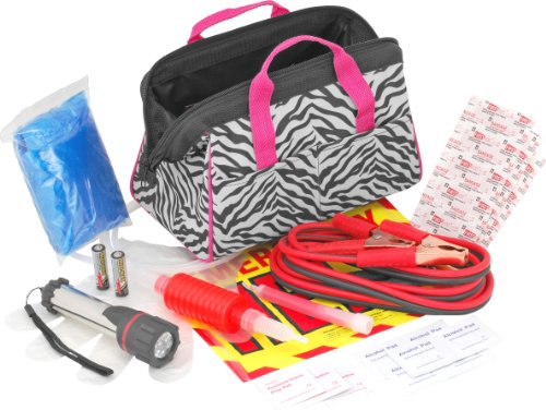 Bell Automotive 22-1-65033-1 Zebra Print 36-Piece Roadside Emergency Kit Safety Kits Bell Automotive 22-1-65033-1