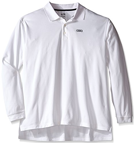 Genuine Audi Accessories AWM133-WHT-XXL ClimaLite White XX-Large Men's Tour Pique Long Sleeve Golf Polo T-Shirt by Adidas Racing Apparel Audi AWM133-WHT-XXL