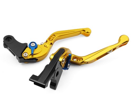 Pair Gold Motorcycle Racing CNC Billet Folding Foldable Extendable Brake Clutch Levers For TRIUMPH Tiger 1050/ABS 2007 2008 2009 2010 2011 (T-333/F-14) Clutch LUO LUOO-F-E-L-293-gold