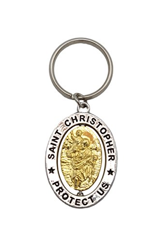 Saint Christopher Revolving Dual-Tone Key Ring / Chain with Prayer (PD018/Single Unit) Key Chains Milagro PD018