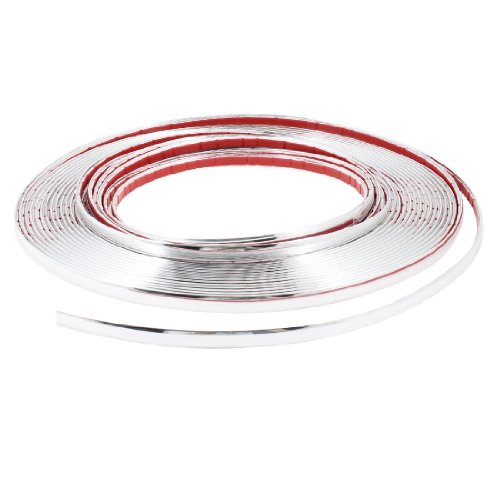 Silver Tone 10mm Width 15m Length Soft Plastic Car Exterior Ornament Stick Strip Wiper De-Icing Strips Amico Amico