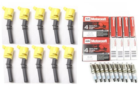 IC201 DG508 DG457 DG472 DG491 97-10 Ford Lincoln Mercury 10 Ignition Coil & 10 Spark Plug Crown Victoria E150 E250 E350 E450 E550 Excursion Explorer F150 F250 F350 F450 F550 Mustang Navigator Town CAR Grand Marquis Mountaineer Marauder 97 98 99 00 01 02 03 04 05 06 07 08 09 2010 Coils MotorKing IC201