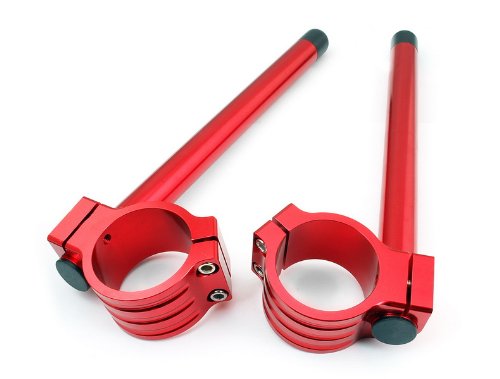 OEM Style MZS-MTP036R 52MM CNC Silver Aluminum Clip-On Ons Handlebars Handle Bar Fit For KAWASAKI ZX9 1994-1997 Red Handlebars Meizhoushi MZSpp-MTP-13-07-52MM-036-red