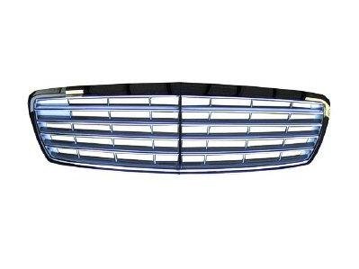 GRILLE E320, E350, E500, E55 AMG PRIMED; WITH ELEGANCE PACKAGE; WITHOUT PROXIMITY CRUISE CONTROL. (WITHOUT MFR MANUFACTURER EMBLEMS / LOGOS. THEY ARE TRADEMARK PROTECTED.) Grilles Headlights Depot DS-3-MB1200138