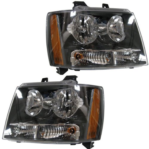 2007-2013 Chevy/Chevrolet Suburban 1500 2500 Tahoe & Avalanche Pickup Truck Headlight Headlamp Composite Halogen Front Head Light Lamp Set Pair Right Passenger AND Left Driver Side (07 2007 08 2008 09 2009 10 2010 11 2011 12 2012 13 2013) Headlight Assemblies Aftermarket Auto Parts GM2502263, GM2503263