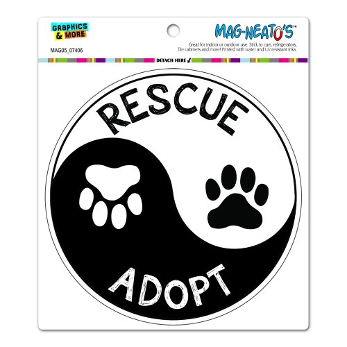 Rescue Adopt Yin Yang - Paw Prints Animals Dogs Cats Circle MAG-NEATO'S™ Automotive Car Refrigerator Locker Vinyl Magnet Bumper Stickers, Decals & Magnets MAG-NEATO'S(TM) MAG05_07406