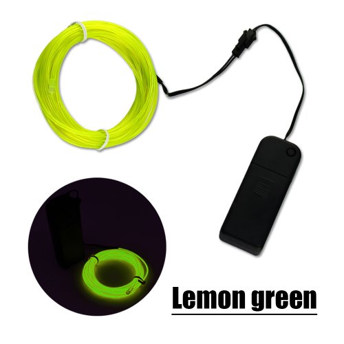 ZITRADES® 15FT Lemon 4 modes Battery Operated Neon Glowing Strobing Electroluminescent Wires,EL Wire Neon Accent Lights ZITRADES