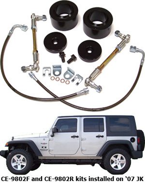 Currie Enterprises (CE-9802F) 2-1/4 Lift Front Long Travel Leveling Kit for Jeep JK Wrangler Self-Leveling Units Currie CE-9802F