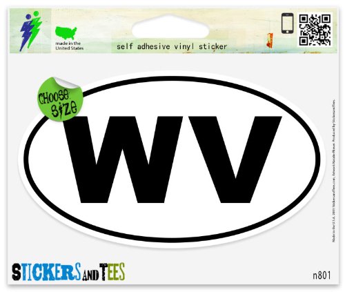 West Virginia WV White State Oval Vinyl Car Bumper Window Sticker 3 x 2 Bumper Stickers, Decals & Magnets Stickers & Tees n801A