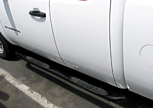 Premium Custom Fit 07-14 Silverado/Sierra 2500/3500 Extended/Ext Cab (Rocker Panel Mount,Excluding Diesel Models With Def Tanks)/07-13 Silverado Sierra 1500 Extended/Ext Cab/2014 Silverado/Sierra 1500 Double Cab Black 3 Side Step Nerf Bars Running Boards(2pcs with Mounting Bracket Kit) Body MaxMate WBC31298