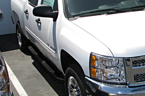 Premium Custom Fit 2014 Chevy Silverado/Gmc Sierra 1500 Crew Cab/07-13 Silverado/Sierra 1500/2500/3500 Crew Cab (Rocker Panel Mount,Excluding Diesel Models With Def Tanks) Black 4inch Oval Bend Side Step Nerf Bars Running Boards (2pcs with Mounting Bracket Hardware Kit) Body MaxMate WBC47358