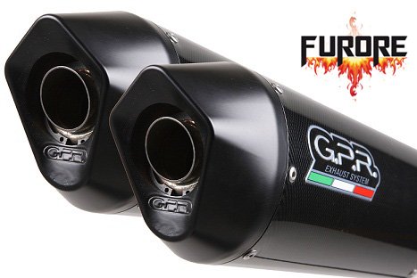 Ducati Monster 696 09-13 GPR Exhaust Systems Furore Carbon Look Dual Slipon Mufflers Road Legal With DB Killers & Link Pipe Mufflers GPR Stabilizer GPR.D.75.FUCA
