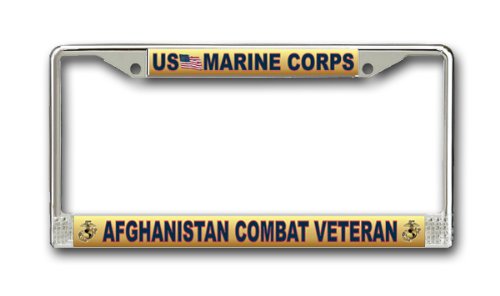 Marine Corps License Plate Frame Afghanistan Combat Veteran Decals Marine Corps Caps LSF600-479