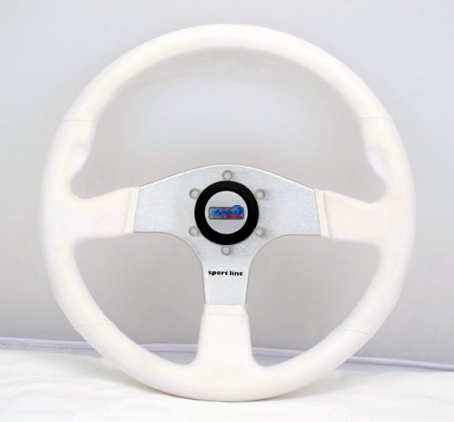 Sport Line Marine Steering Wheel - Atlantic - 350mm (13.78 inches) - White Polyurethane with Glossy Spokes - Part # 40107/BR/B (WOH) Steering System Sport Line 40107/BR/B (WOH)