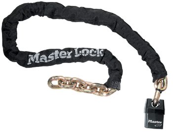5.5 feet long nylon fabric covered hex shaped chain links with lock. The hardened steel links are reinforced with Boron and Titanium to produce a link so strong that it would take over 15 tons of force to break it. The lock feets removable cylinder can be keyed to match your house key by a locksmith. Includes flat type keys. Manufacturer feets $3,000 anti-theft guarantee.-by-Master Lock Antitheft Master Lock 3114