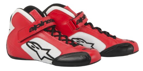 Alpinestars (2712013-32-9) Red/White Size-9 Tech 1-K Karting Shoes Racing Apparel Alpinestars 2712013-32-9