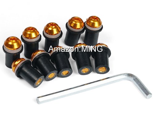 10 x CNC Street Fighter Aluminum Motorcycle Windshield Windscreen Bolt Screw Kit Gold Fit For Ducati ST4/S/ABS 1999-2003 Braking MING MING00_MT823-13-08_043-gold