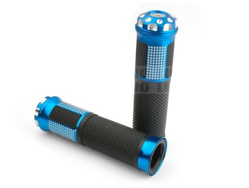 Pair Blue Motorcycle Racing Soft Rubber Handlebar Aluminum Hand Grips 7/8(22mm) For Honda CB 1300/ABS 2003 2004 2005 2006 2007 2008 2009 2010 Grips LUO LUOO-MOTO-Handle554-207-blue